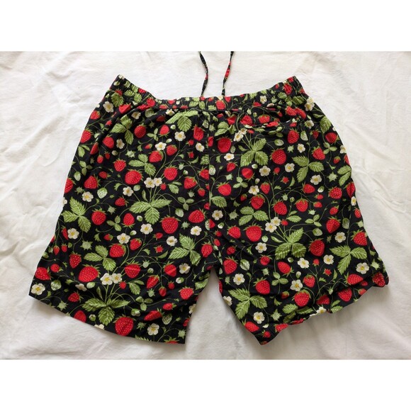 "Massive" Men's Summer Shorts Size XL Strawberry Pattern Black Summer Pockets - Picture 8 of 9